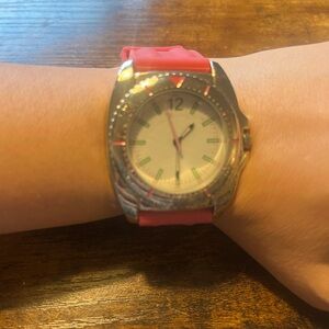 NWOT Silver and Pink Oversized Watch
